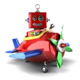 Legetøjsrobot i flyvemaskine