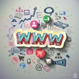 Grafik med teksten www og diverse internet-logoer