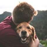 Hund og mand udenfor